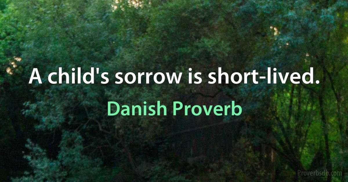 A child's sorrow is short-lived. (Danish Proverb)