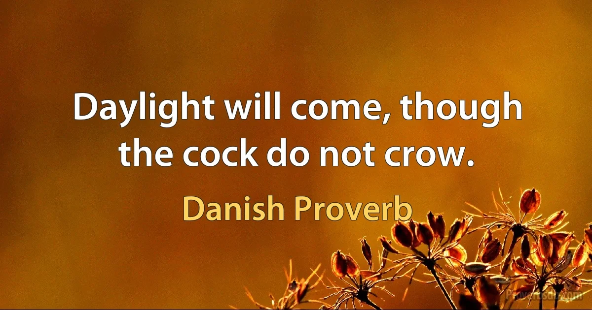 Daylight will come, though the cock do not crow. (Danish Proverb)