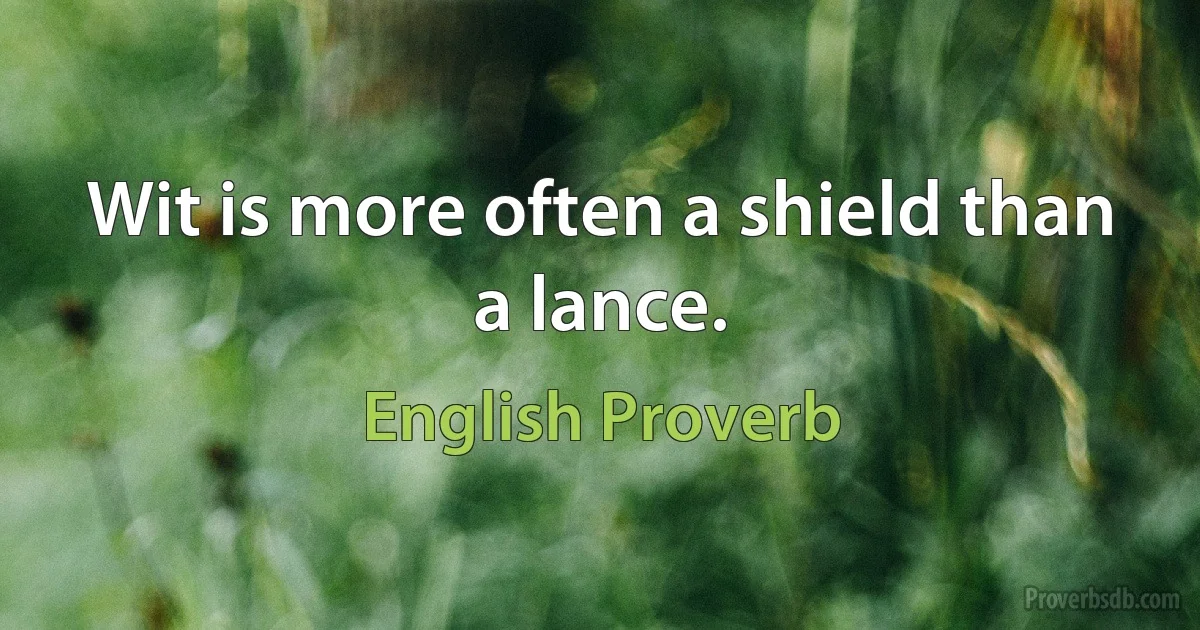 Wit is more often a shield than a lance. (English Proverb)