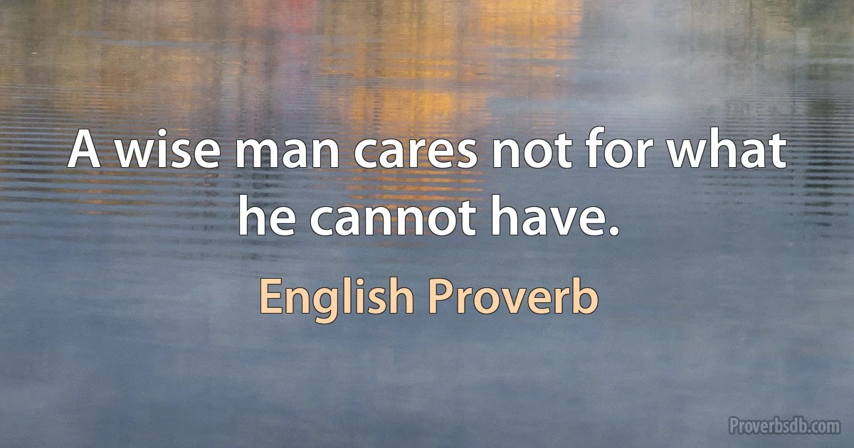 A wise man cares not for what he cannot have. (English Proverb)