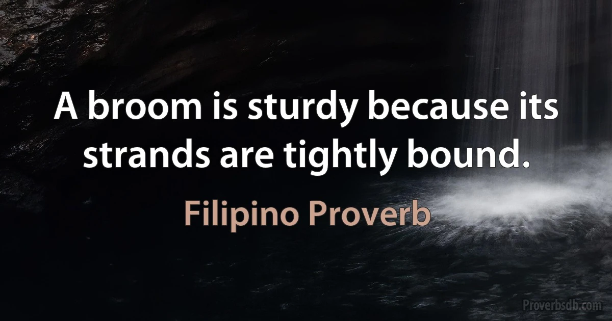 A broom is sturdy because its strands are tightly bound. (Filipino Proverb)