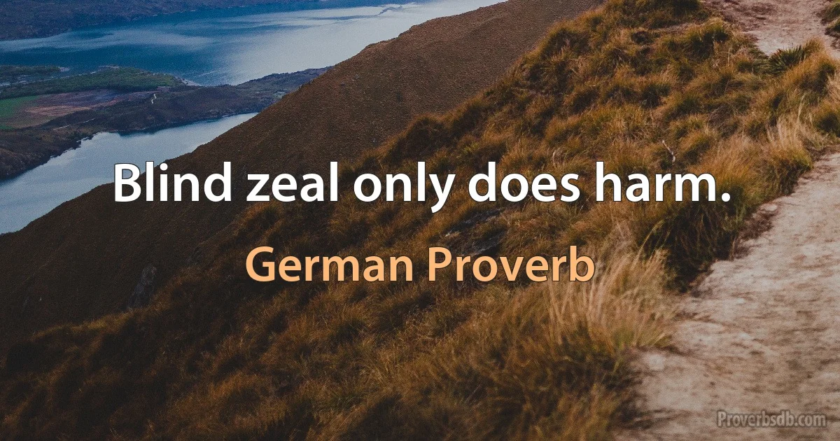 Blind zeal only does harm. (German Proverb)