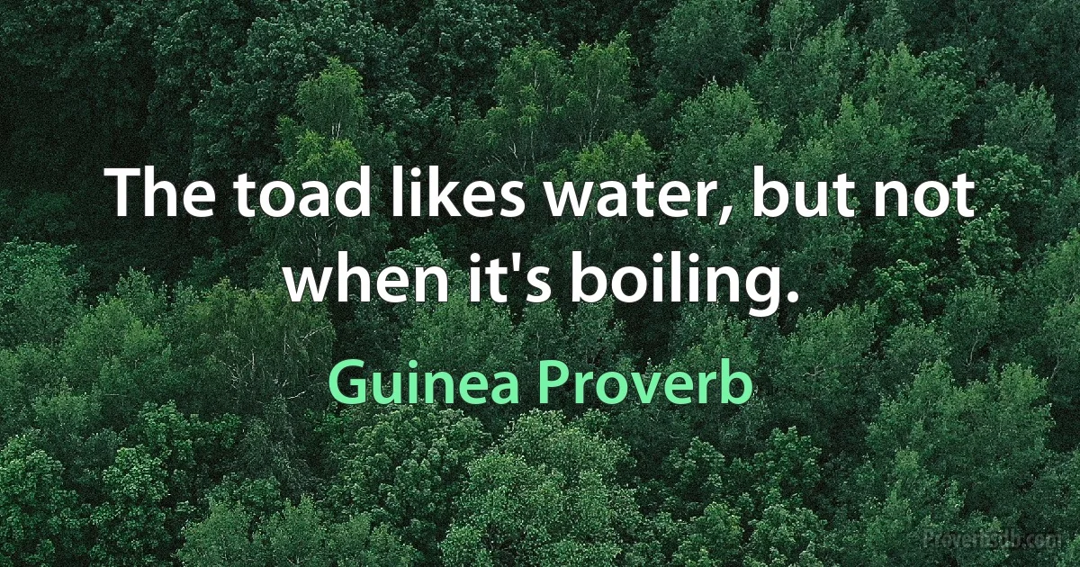 The toad likes water, but not when it's boiling. (Guinea Proverb)