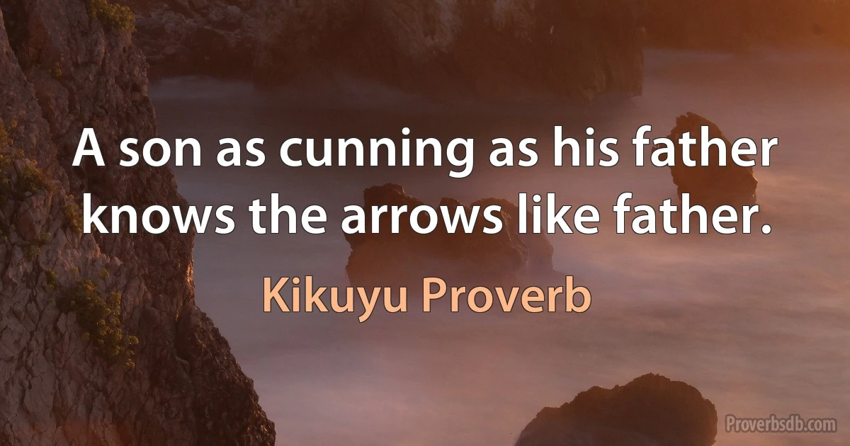 A son as cunning as his father knows the arrows like father. (Kikuyu Proverb)