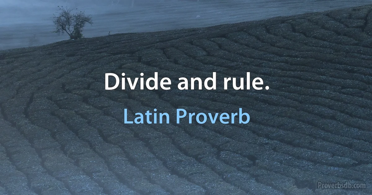 Divide and rule. (Latin Proverb)