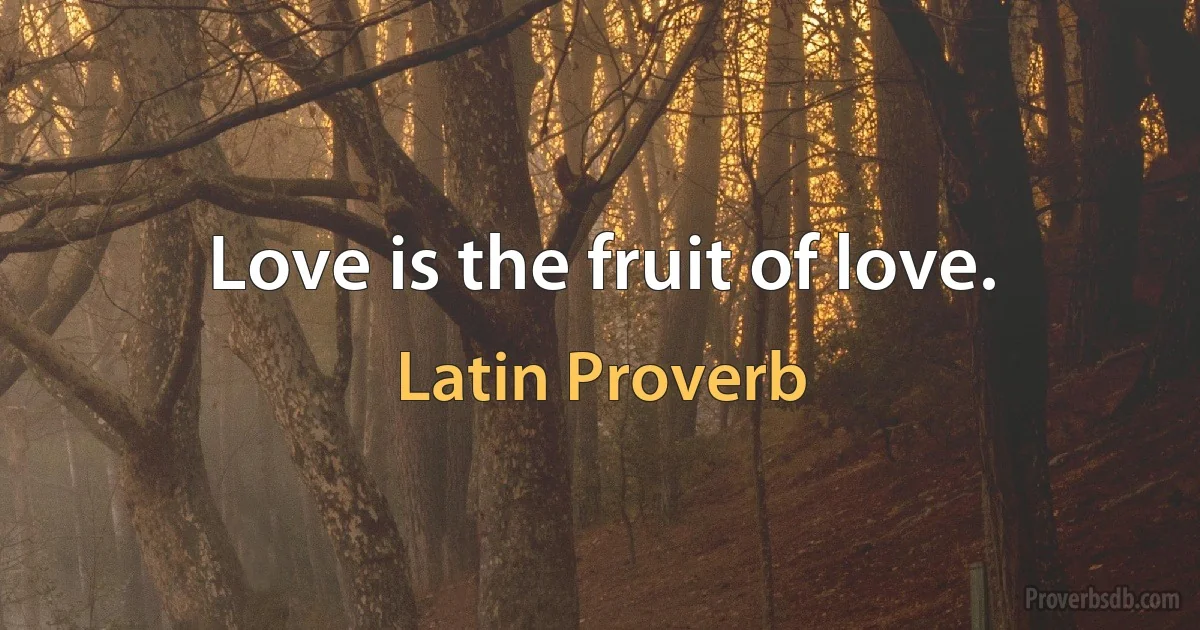 Love is the fruit of love. (Latin Proverb)