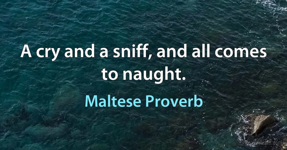 A cry and a sniff, and all comes to naught. (Maltese Proverb)