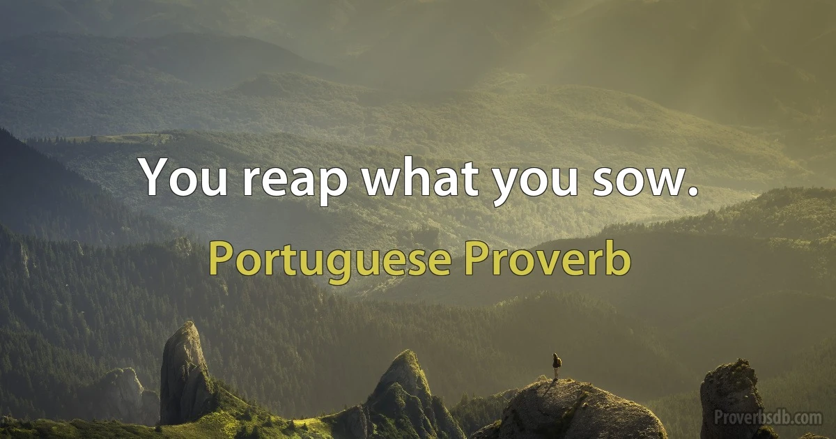 You reap what you sow. (Portuguese Proverb)