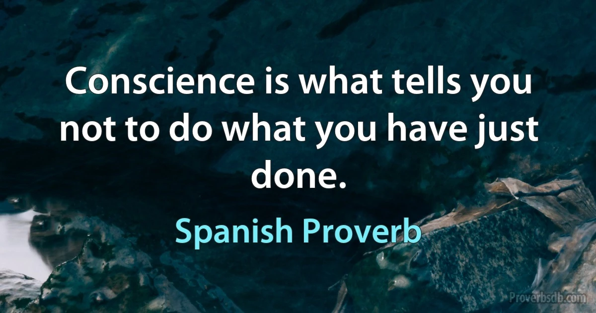 Conscience is what tells you not to do what you have just done. (Spanish Proverb)