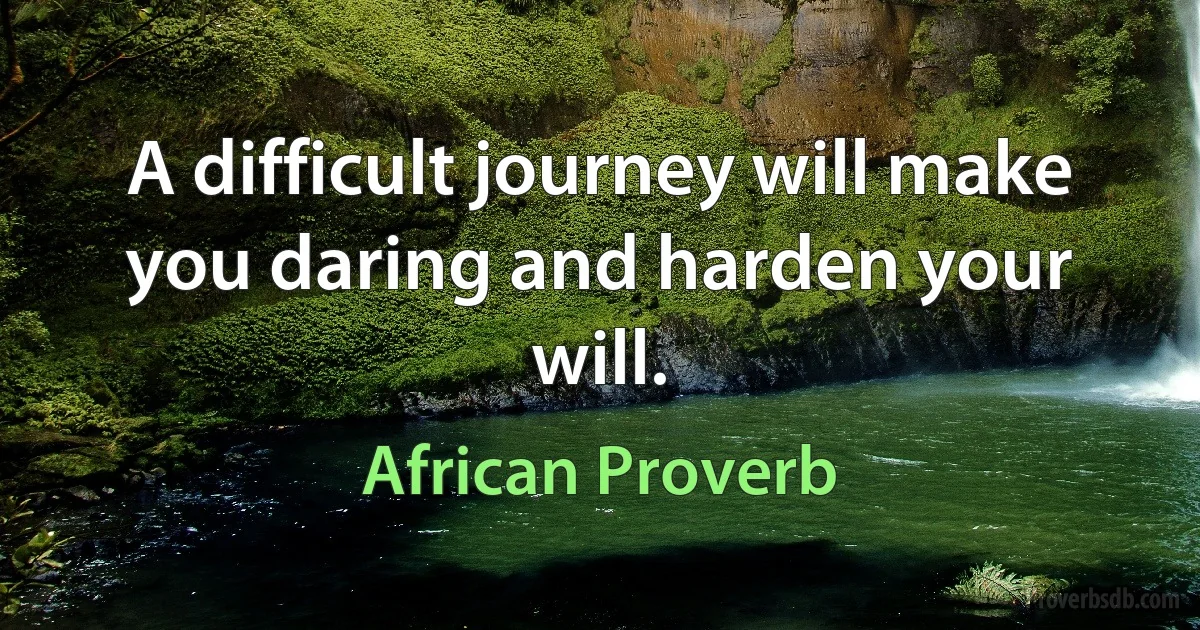 A difficult journey will make you daring and harden your will. (African Proverb)