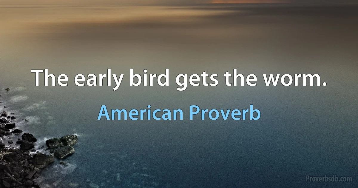 The early bird gets the worm. (American Proverb)