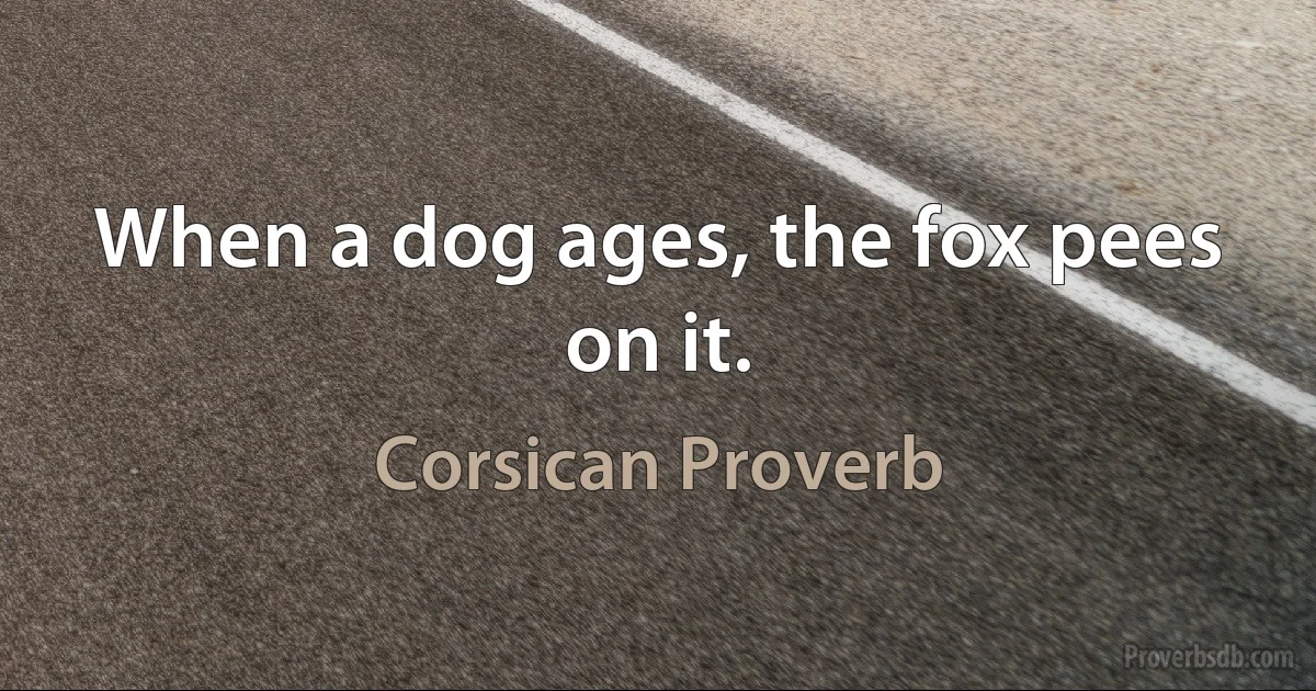 When a dog ages, the fox pees on it. (Corsican Proverb)