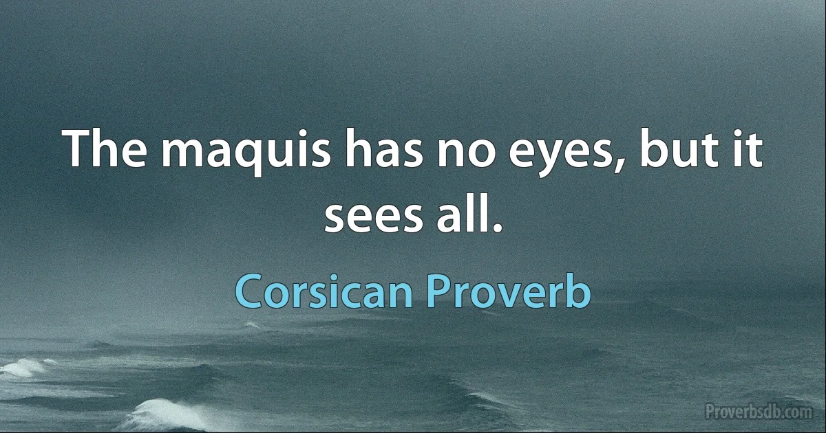 The maquis has no eyes, but it sees all. (Corsican Proverb)