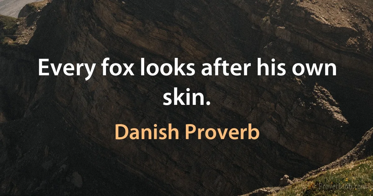 Every fox looks after his own skin. (Danish Proverb)