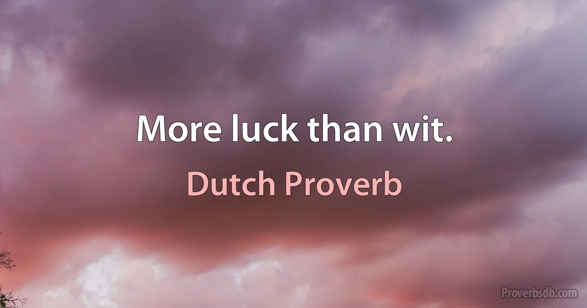 More luck than wit. (Dutch Proverb)