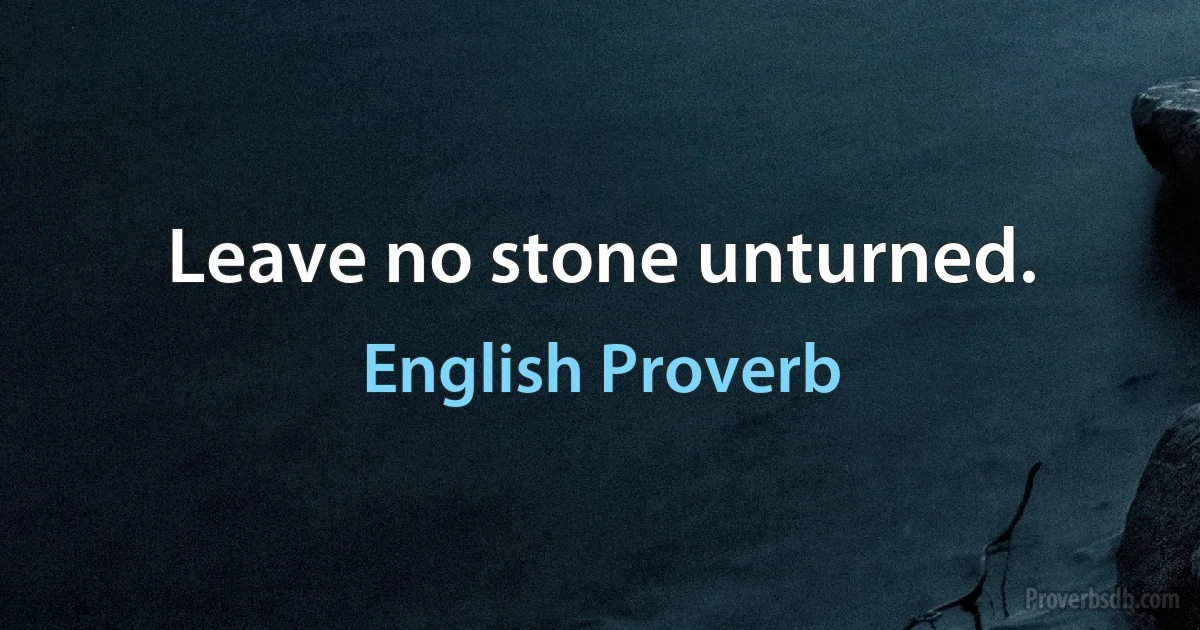 Leave no stone unturned. (English Proverb)