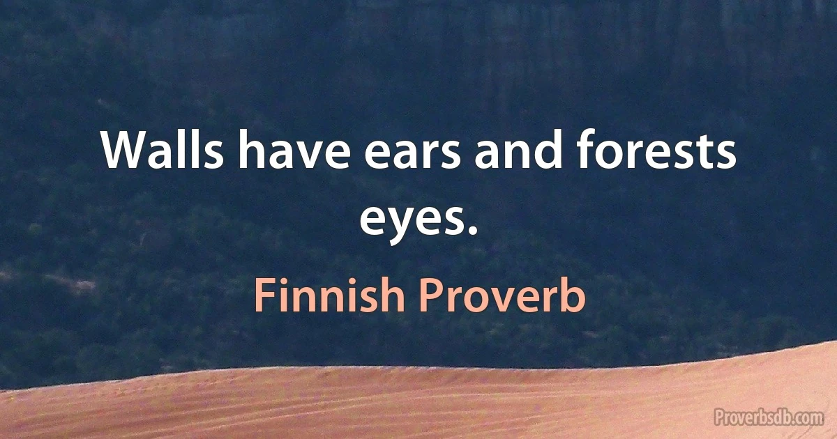 Walls have ears and forests eyes. (Finnish Proverb)