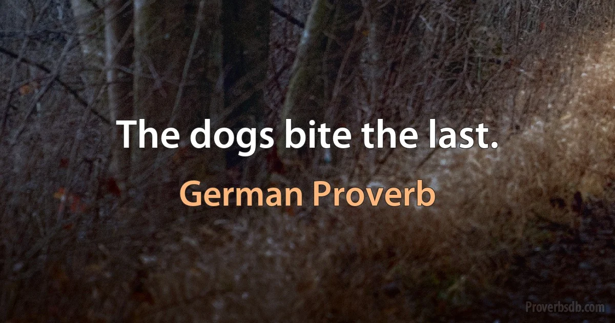 The dogs bite the last. (German Proverb)