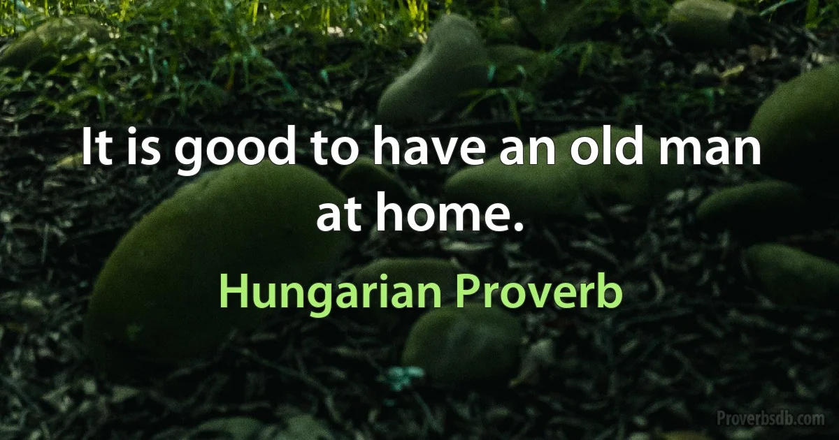 It is good to have an old man at home. (Hungarian Proverb)