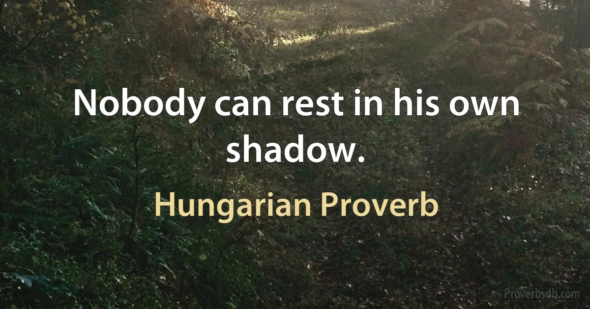 Nobody can rest in his own shadow. (Hungarian Proverb)