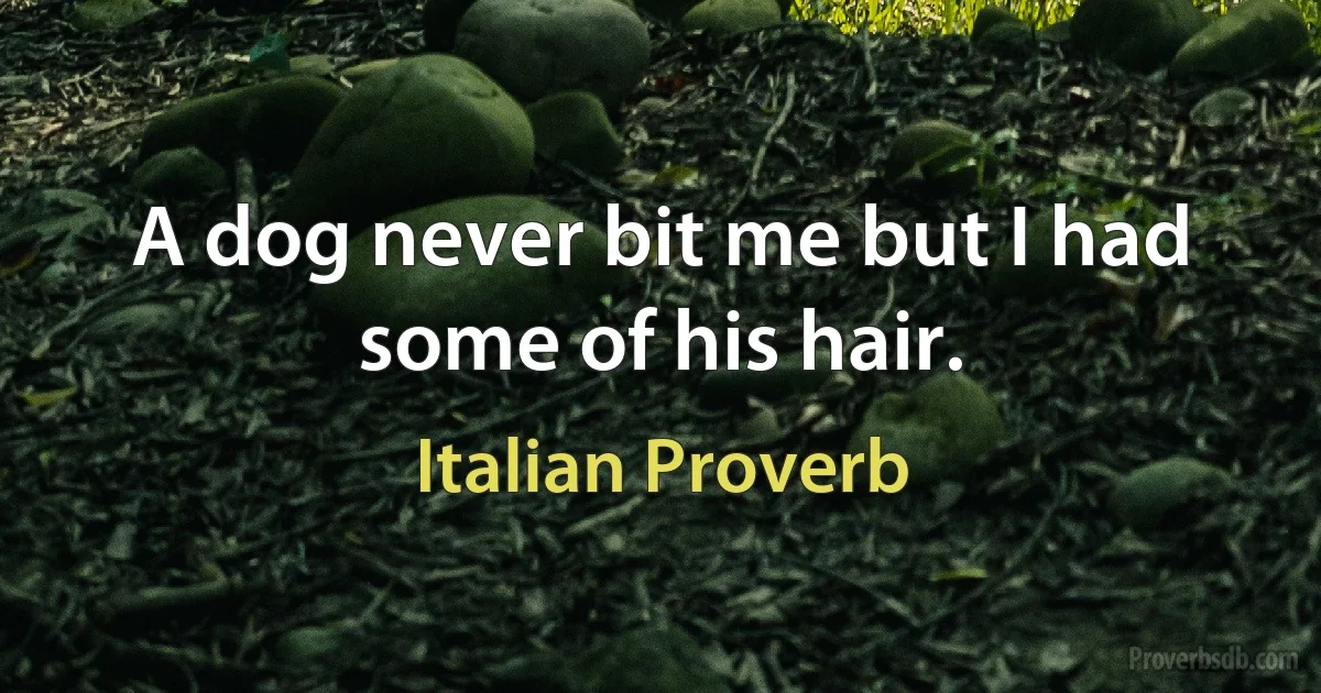 A dog never bit me but I had some of his hair. (Italian Proverb)