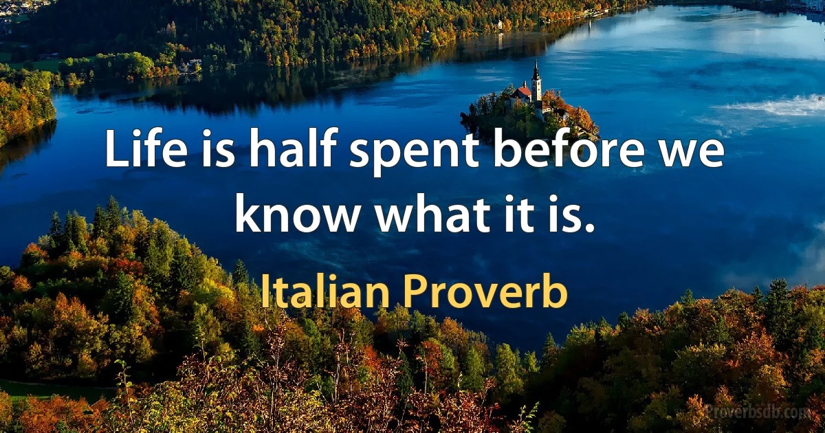 Life is half spent before we know what it is. (Italian Proverb)