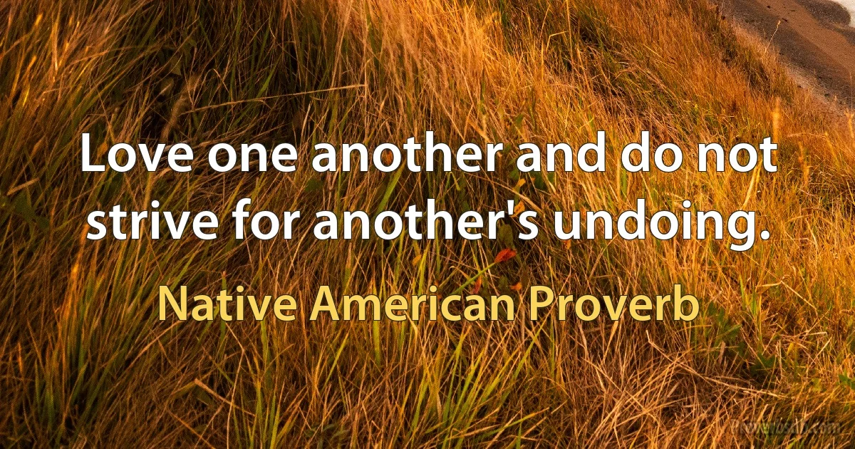 Love one another and do not strive for another's undoing. (Native American Proverb)