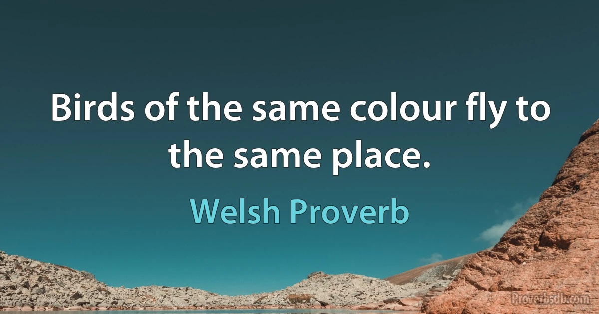 Birds of the same colour fly to the same place. (Welsh Proverb)