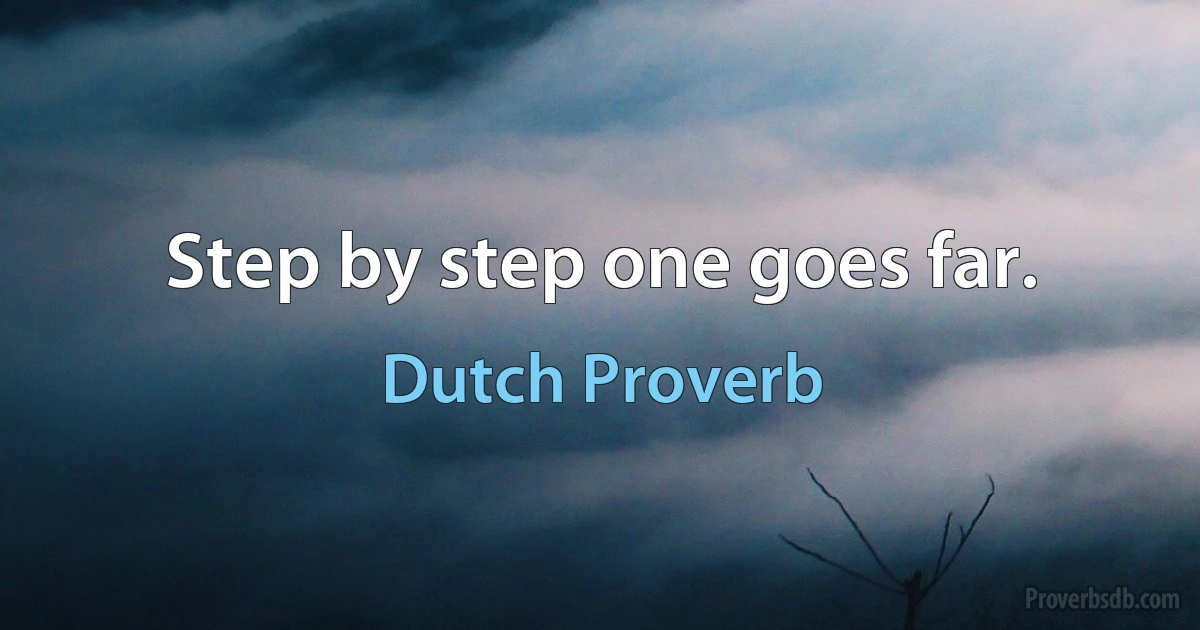 Step by step one goes far. (Dutch Proverb)