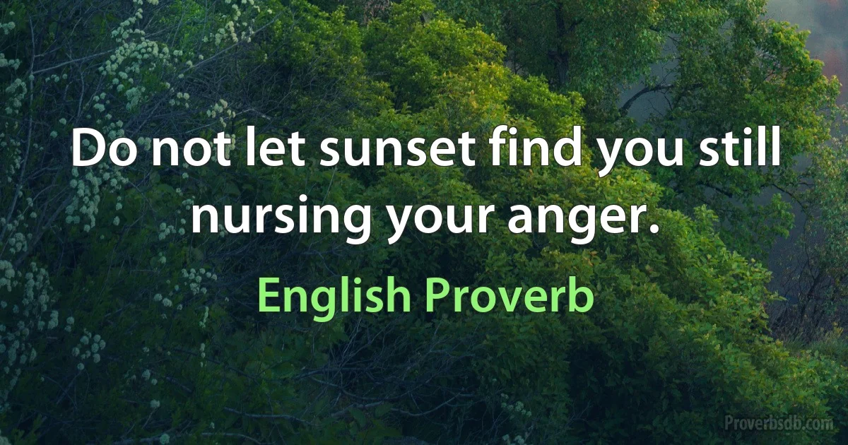 Do not let sunset find you still nursing your anger. (English Proverb)