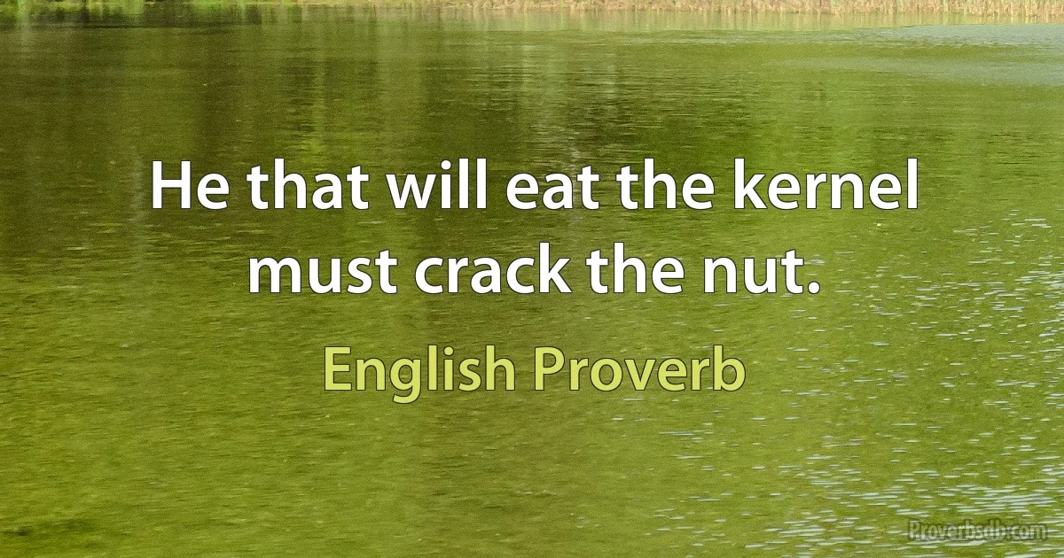 Не that will eat the kernel must crack the nut. (English Proverb)