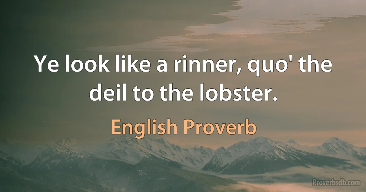 Ye look like a rinner, quo' the deil to the lobster. (English Proverb)