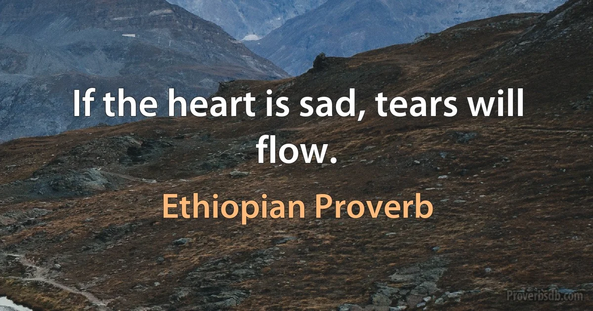 If the heart is sad, tears will flow. (Ethiopian Proverb)