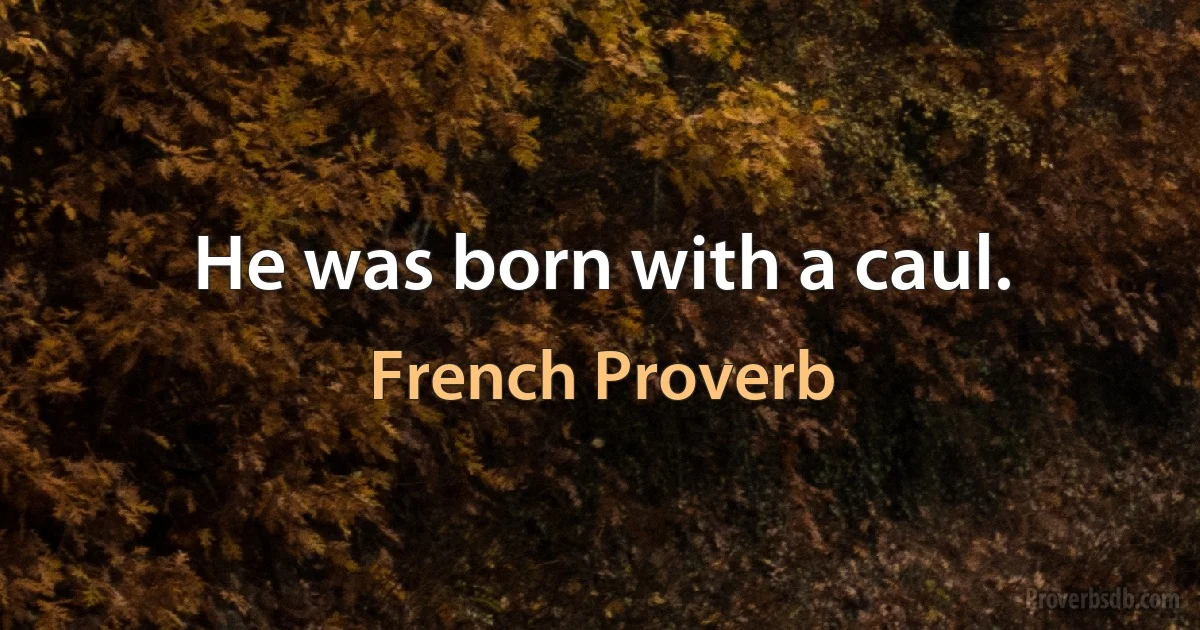 He was born with a caul. (French Proverb)