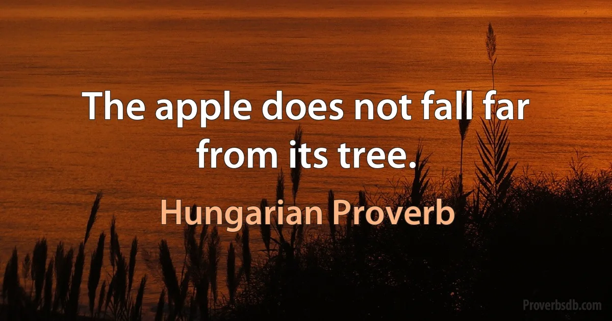 The apple does not fall far from its tree. (Hungarian Proverb)