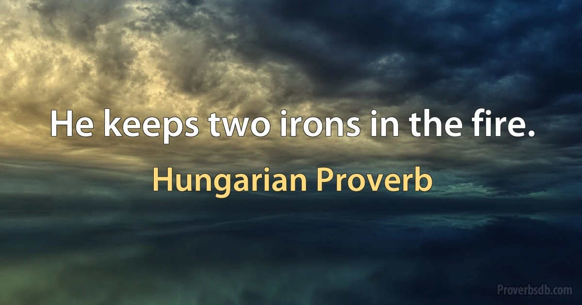 He keeps two irons in the fire. (Hungarian Proverb)