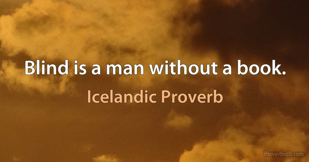 Blind is a man without a book. (Icelandic Proverb)