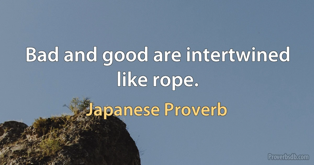 Bad and good are intertwined like rope. (Japanese Proverb)