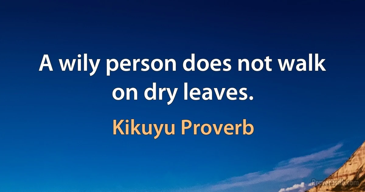 A wily person does not walk on dry leaves. (Kikuyu Proverb)