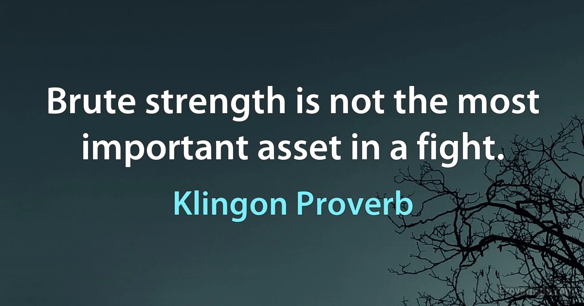 Brute strength is not the most important asset in a fight. (Klingon Proverb)