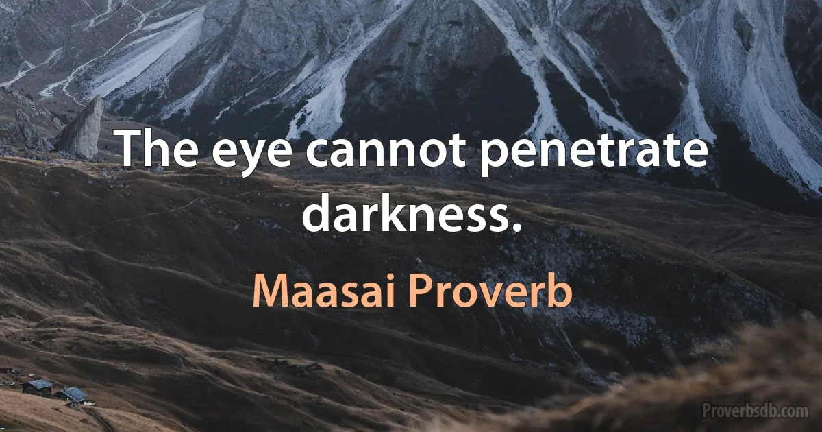 The eye cannot penetrate darkness. (Maasai Proverb)