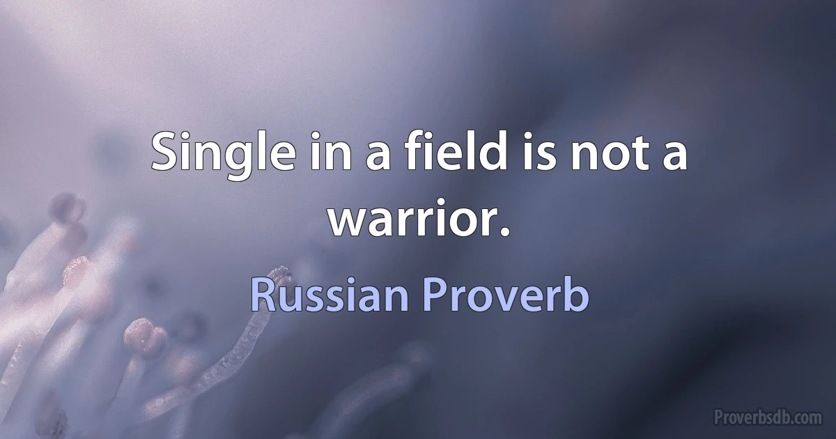 Single in a field is not a warrior. (Russian Proverb)