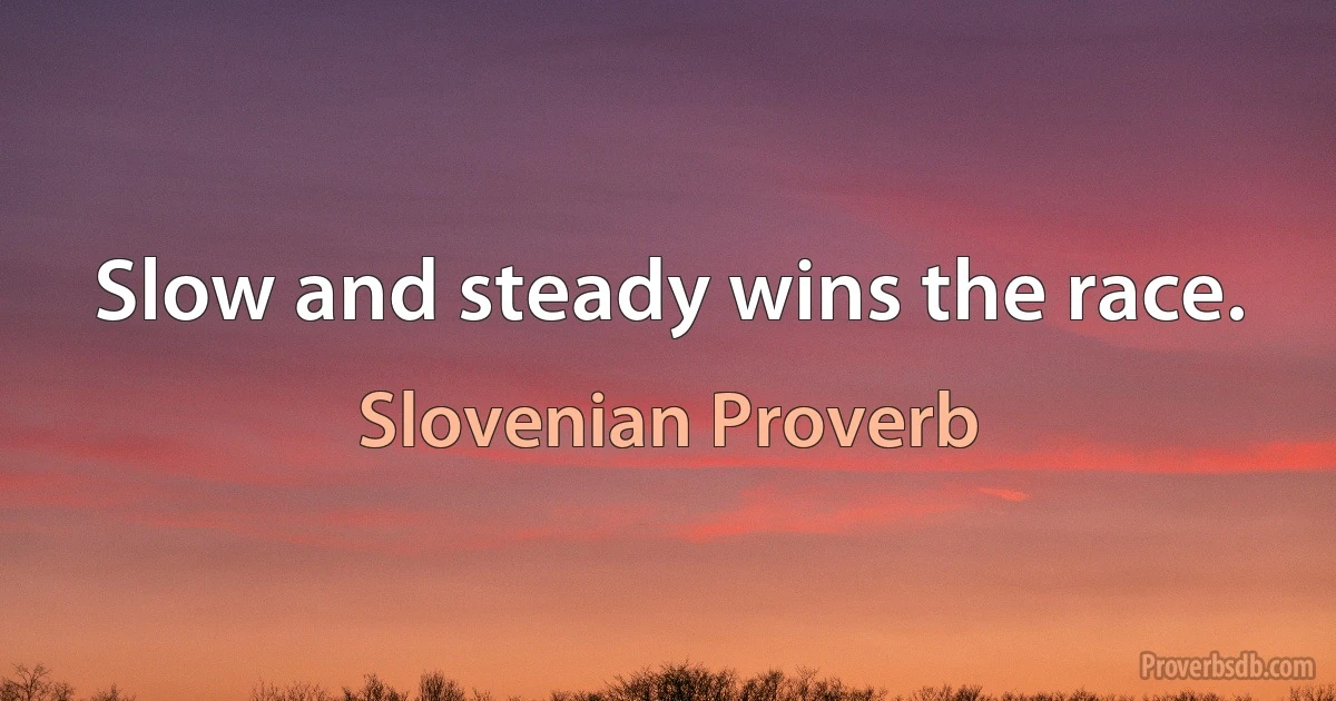 Slow and steady wins the race. (Slovenian Proverb)