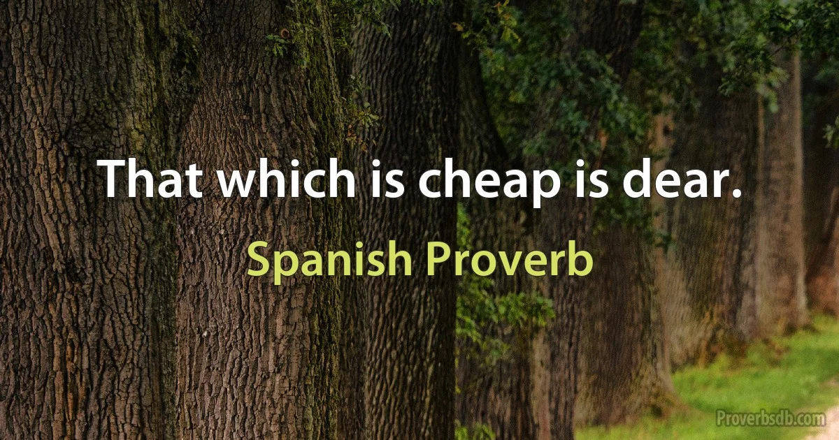 That which is cheap is dear. (Spanish Proverb)