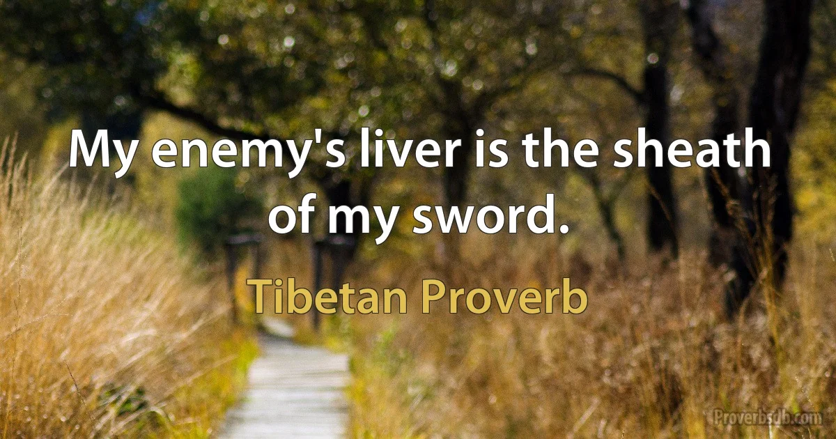 My enemy's liver is the sheath of my sword. (Tibetan Proverb)