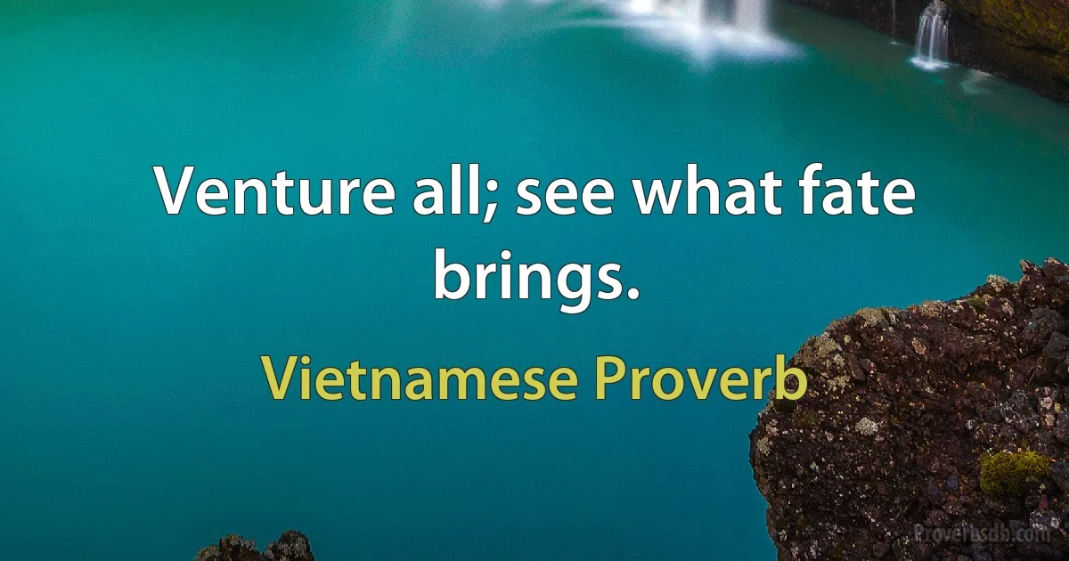 Venture all; see what fate brings. (Vietnamese Proverb)