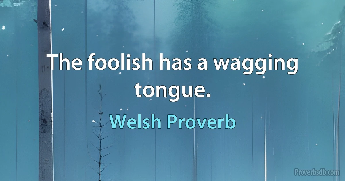 The foolish has a wagging tongue. (Welsh Proverb)