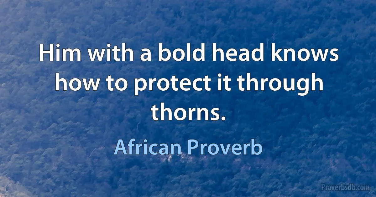 Him with a bold head knows how to protect it through thorns. (African Proverb)