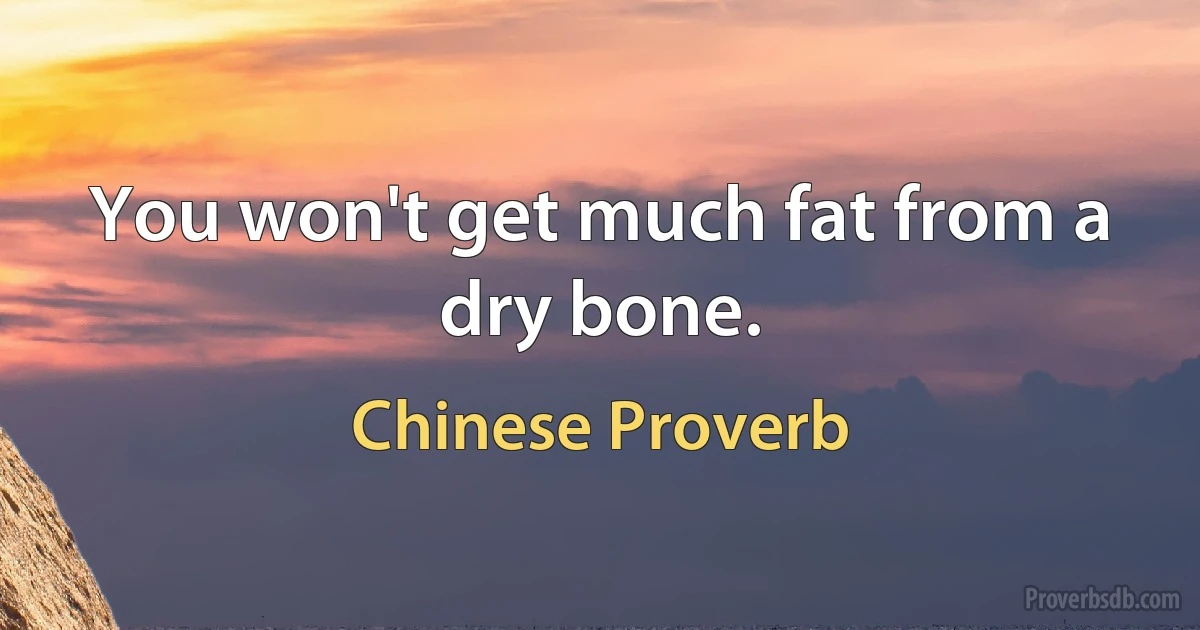 You won't get much fat from a dry bone. (Chinese Proverb)