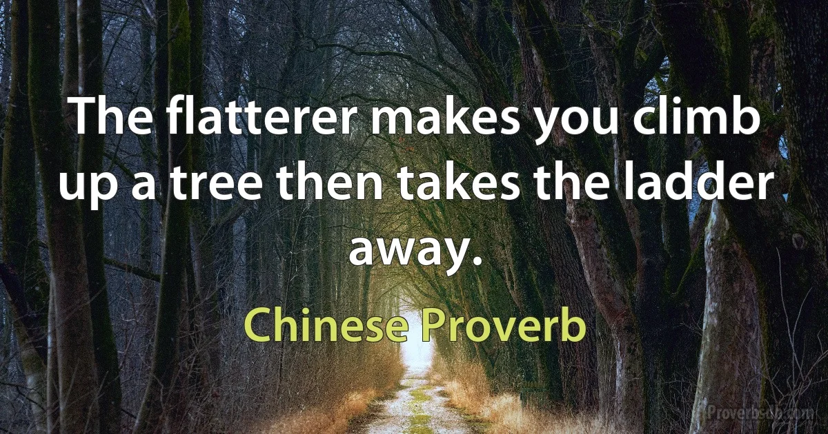 The flatterer makes you climb up a tree then takes the ladder away. (Chinese Proverb)